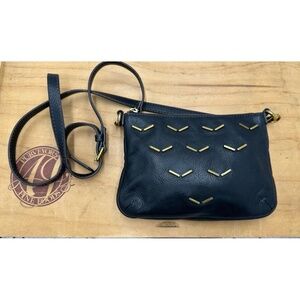 Fossil Vintage Womens Crossbody Leather Purse‎ Bag Gold Accents Black Adjustable